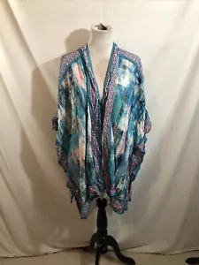 Colección Tolani "Raelyn" Azul y Rosa Frente Abierto - Mujer 2X, Nuevo con Etiquetas, Largo 30.5 - Imagen 1 de 5