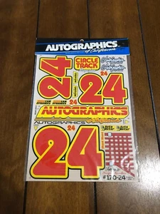 Hoja de pegatinas de pista circular números RC 170-24 autógrafos stock vintage NASCAR - Imagen 1 de 2
