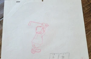 1950'S UPA MR. MAGOO ANIMATION CEL DRAWING GOLF SWING DRAWN ART BABBITT DISNEY - Picture 1 of 2