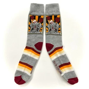 PENNYWISE SOCKS it movie stephen king halloween gray maroon MENS CREW osfm adult - Picture 1 of 4