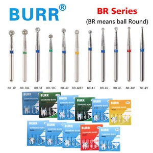 Burr Dental Diamond Bur for High Speed Handpiece Medium FG1.6mm BR ball Round - Picture 1 of 35