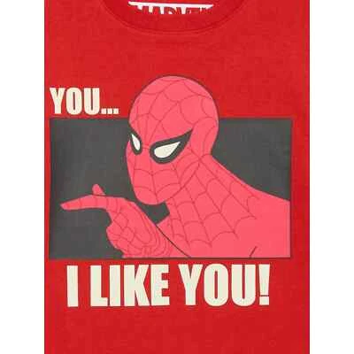 NEW Spider-Man Boys Valentine’s Day Tee Red XL 14/16 “You...I LIKE YOU!” Shirt - Image 1 of 3