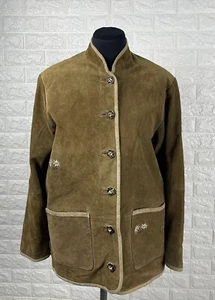Women's Der Wildschütz Leather Trachten Tyrol Loden Hunting Jacket Blazer Sz 38 - Picture 1 of 20