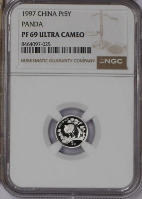 1997 Platinum Panda 1/20 oz. 5 Yuan NGC PF69 Ultra Cameo. Very rare. - Image 1 of 4