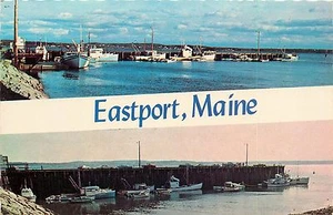 Postal Eastport Vintage Boats Maine Me - Imagen 1 de 2