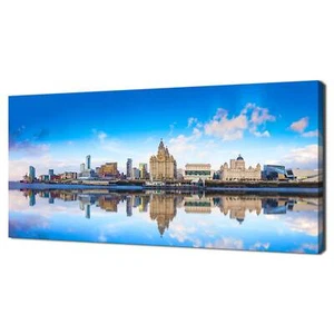 Panoramic View Of Liverpool Waterfront Cityscape Modern Design Canvas Print Art - Picture 1 of 7