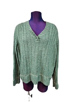 Vintage Woolrich Aqua Heather Wool Blend V-Neck Sweater Size Large Women's N89 - Image 1 of 4
