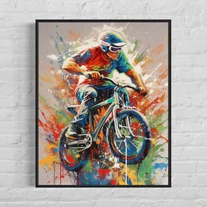 BMX Motocross Colorful Abstract Photo Art Print Poster Wall Art Painting - Picture 1 of 6