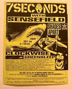 7 SECONDS SENSEFIELD SHADES APART + VINT 95 SMALL FLYER 9/8/95 PWAC LONG ISLAND - Picture 1 of 2