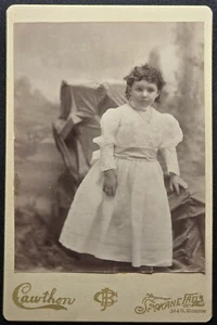 A Young Girl in a white dress from Spokane, Washington - Cabinet Card - Picture 1 of 3