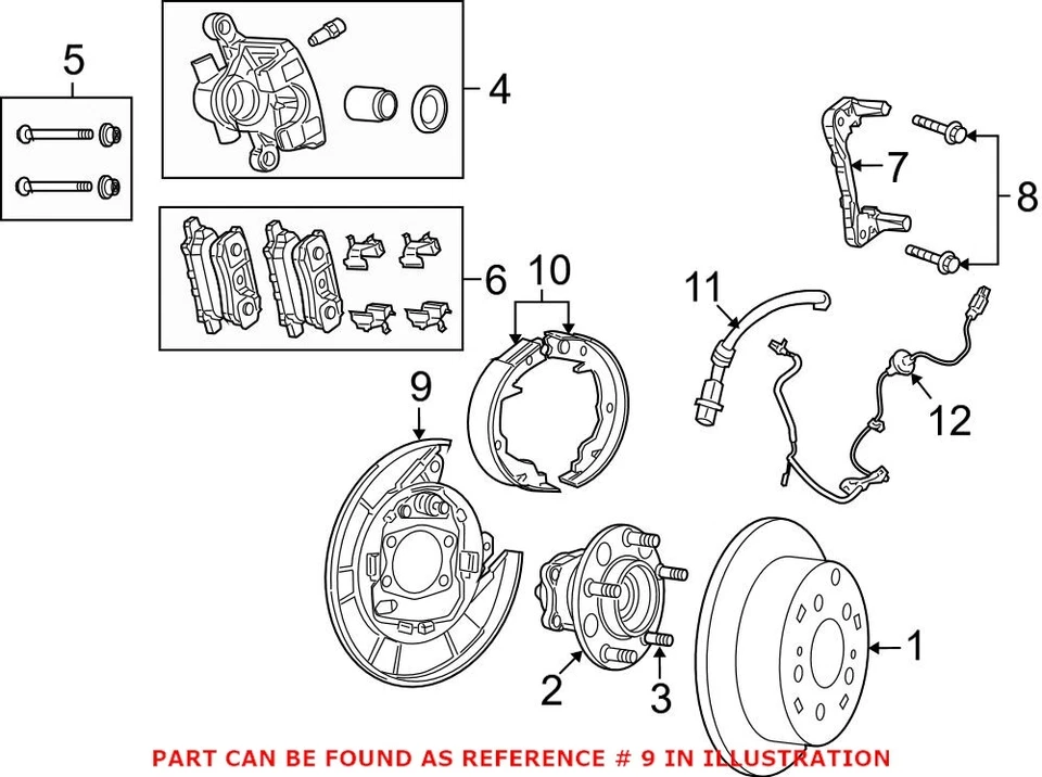 Placa de respaldo de freno izquierda para conductor trasero Mopar original OEM para Chrysler 200 Foto 1 de 1