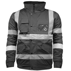 Hi Vis Viz Bomber Jacket High Visibility Waterproof Security Padded Coat - Picture 1 of 3