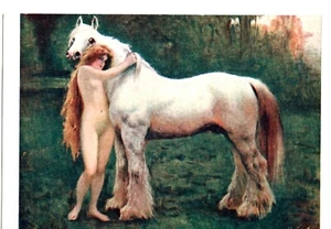 (Pgasteelers1)  Lady hugging horse "Good Friends" Russian - Jan Styka - Picture 1 of 2