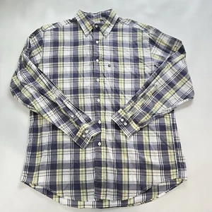 Brooks Brothers 346 Button Down Mens Blue Yellow White Check Plaid Polo Shirt L - Picture 1 of 9