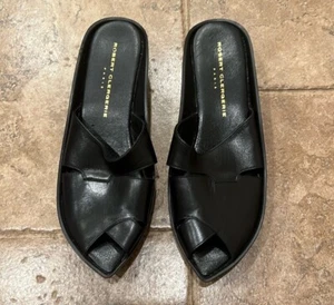 Robert Clergerie Paris France Women Leather Slide Sandals Size 8.5 - Picture 1 of 5