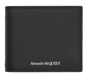 Alexander McQueen Portafoglio Bifold Fermasoldi Nero con Scatola AMQ Originale NUOVO DI ZECCA - Foto 1 di 3