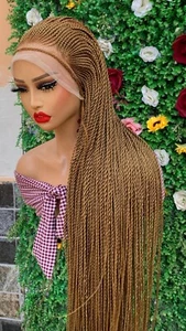AFRICAN BRAIDED WIG ON 13*4  FRONTAL LACE  CLOSURE 45" - Picture 1 of 7