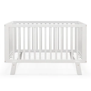 3-Height Adjustable Wood Mini Crib Wooden Baby Crib Non-Toxic Finish In White - Picture 1 of 8