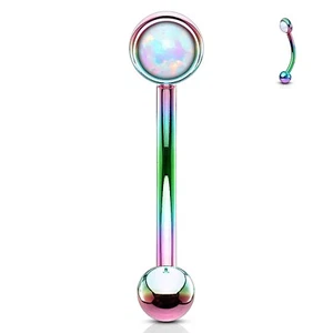 Curva de torre de cejas con ópalo 4 mm gema calibre 16 5/16" barra IP tricolor * - Imagen 1 de 4