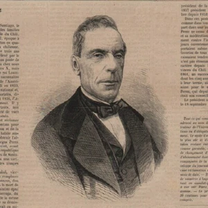 Joaquin Perez Président Chili - Japonaise en Litière - Gravure de presse 1865 - Picture 1 of 2