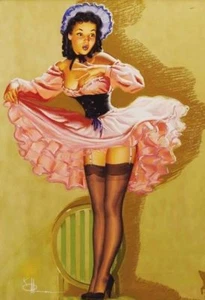 Sexy Pin-up Girl FOTO Wogender Rock Strumpfhose High Heels Kunstdruck Pinup - Bild 1 von 2