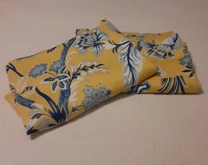 Half Moon Birds Of Paradise Curtains Blues & White on Yellow Insulated 64" - Picture 1 of 8