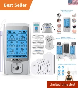 Rechargeable 24 Modes TENS Unit - Pain Relief & Muscle Stimulator with 8 Pads - Picture 1 of 10