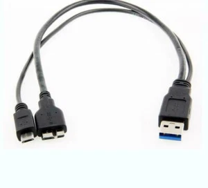 30cm USB-A 3.0 Male to Micro 5 pin + Micro B Splitter Cable for HDD - Picture 1 of 3