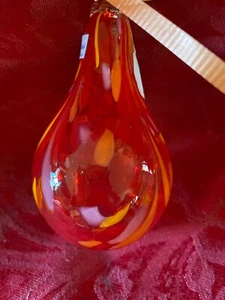 Art glass hand blown made in Czech Republic JK Glass red and orange ornament - Picture 1 of 4