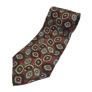 PERRY ELLIS Portfolio Herren Krawatte Krawatte Geometrisch Rot Braun 100% Seide - Bild 1 von 5