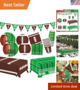 Football Party Supplies Kit Serve 24,Includes Dinner Plates, Dessert Plates, ... - Picture 1 of 9