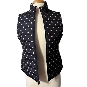 Colebrook Essentials navy and mauve pink polka dot puffer vest small - Picture 1 of 4