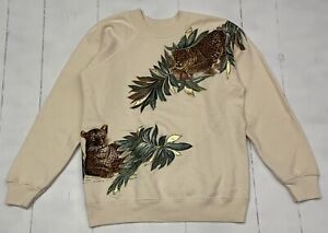 Vintage Handmade Cheetah Puff Paint Crew Neck Sweatshirt Haines Tag Size Small