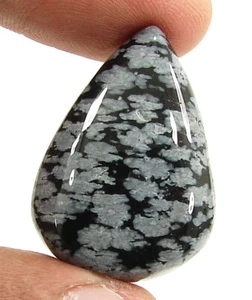 35.25 Ct Natural Snowflake Obsidian Loose Gemstone Cab Wire Wrap Stone - 11365 - Picture 1 of 2