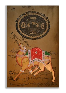 Adorable Camel Handmade Animal Miniature Painting on Stamp Paper 9 x 12 In - Picture 1 of 3