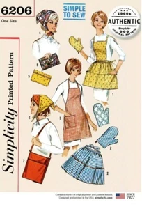 Simplicity Sewing Pattern 6206 Aprons Oven Mitts Bag & Clutch Vintage 1960s - Picture 1 of 5