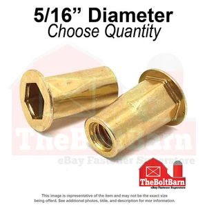 Tuercas de remache hexagonales de acero 5/16"-18 amarillo zinc largas (elige la cantidad) - Imagen 1 de 7