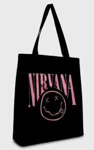 NIRVANA Tote Shopper Bag Navy Cotton Pink Design BNWT Primark Licenced - Picture 1 of 2