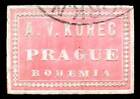 Böhmischer Posterstempel - kleines geprägtes Etikett - A.V. KOREC, Prag