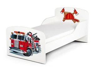Holzbett Kinderbett 140x70 cm mit Matratze Thema: Feuerwehrmann - Bild 1 von 4