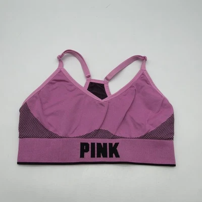 Pink Sport Bra Women Medium Pink Logo .#37915 - Image 1 of 4
