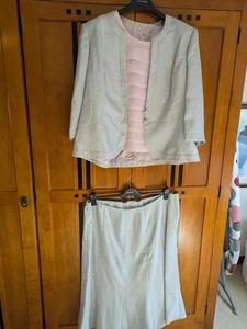 Jacques Vert Suit in Silver with Pink Trim (Size 20) + Pink Top Size 18 - Picture 1 of 11