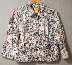 Ruby Rd. Soft Jacket Linen/Rayon Animal Print 3/4 Sleeve Women's L #H99-3 - Picture 1 of 9