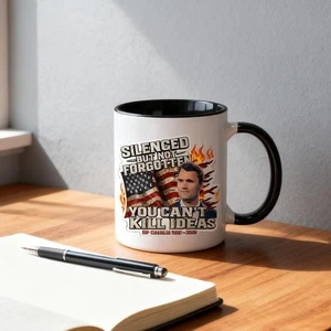 Charlie Kirk Silenced But Not Forgotten Tribute Memorial H Cup Mugs OT L2K5 - Picture 1 of 9