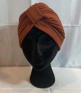 Vintage 70s Orange Turban Headwrap, Gypsy Psychedelic Disco Mod GoGo - Picture 1 of 5