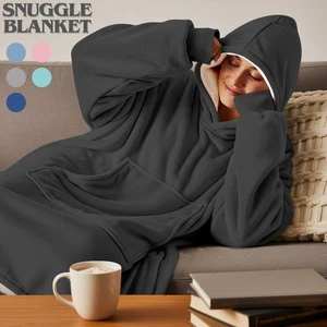 UK Men & Women Oversized Hoodie Blanket Long Hooded Sweatshirt Sherpa Fleece Big - Picture 1 of 40