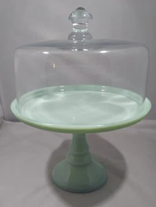 Soporte para pasteles de jadeíta verde y cúpula de vidrio Pioneer Woman de 10" hermoso estado - Imagen 1 de 4