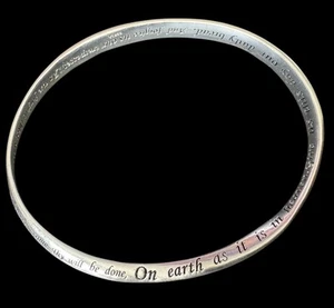 Lord's Prayer 925 Sterling Silver Infinity Mobius Bracelet Bangle Christian Z11 - Picture 1 of 5