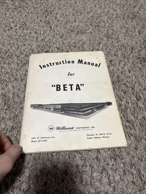 Williams Electronics 1960 “Beta” Pinball manual de instrucciones Foto 1 de 3
