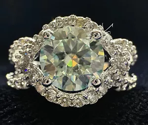 3.31 Ct Vvs1/Ice Blue White Moissanite Diamond Silver Engagement RING Size 7 - Picture 1 of 5
